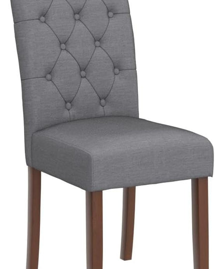 COLAMY Button Tufted Diner Chair Set of 6, Upholstered Stylish Fabric Accent Parsons Chairs with Solid Wood Legs and Padded Seat for Dining Room, Kitchen - Grey - LeafyLoom