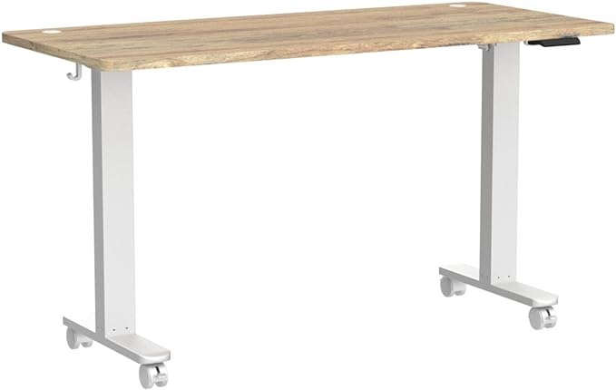 CubiCubi Electric Standing Desk, 55 x 24 Inches Height Adjustable Sit Stand Desk, Ergonomic Home Office Computer Workstation, Light Rustic Brown - LeafyLoom
