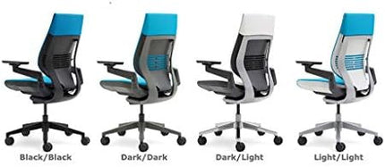 Steelcase Gesture Office Chair - Cogent: Connect Coconut Fabric, Low Seat Height, Wrapped Back, Dark on Dark Frame, Lumbar Support - LeafyLoom