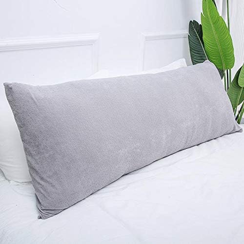 Full Size Body Pillow, Large Bed Sleeping Pillow for Side Sleeper, Long Pillow Insert with Breathable Velour Cover, 20x54 Inches (Grey) - LeafyLoom