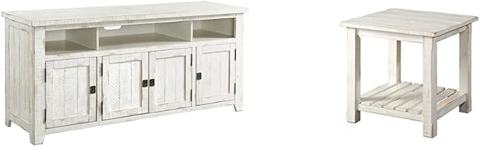 Martin Svensson Home 65" TV Stand and End Table Bundle | Antique White Finish - LeafyLoom