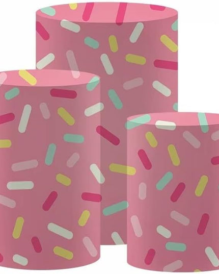 Donut Theme Pedestal Cover for Girl Birthday Party Baby Shower Baptism Communion Christening Cylinder Cover Photography Decoration Circus Event Plinth Cover Dia40 H90 - LeafyLoom