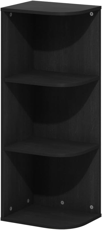 Furinno Pasir 3-Tier Corner Open Shelf Bookcase, Blackwood - LeafyLoom