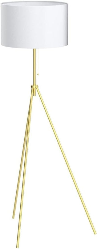 O’Bright Tripod Floor Lamp, Adjustable in Height, 100% Metal Body with Linen Drum Shade, E26 Socket, Bedside Lamp, Standing Light for Living Room, Bedroom, Office, Antique Brass - LeafyLoom