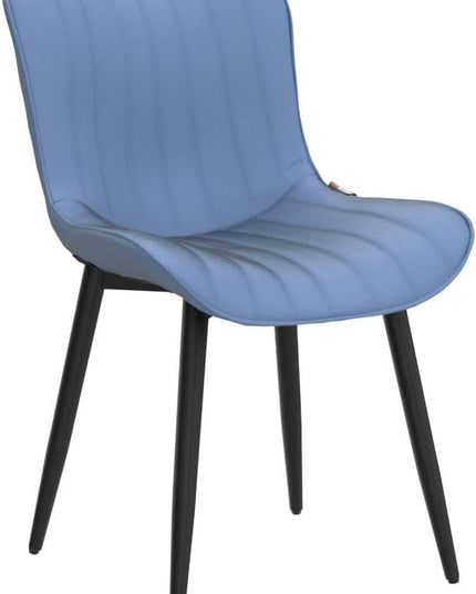 YOUNUOKE Blue Dining Chairs Set of 2 Upholstered Mid Century Modern Kitchen Dinner Chair Armless Faux Leather Guest Waiting Room Side Chair with Padded Backrest Metal Legs for Living Room Bedroom - LeafyLoom