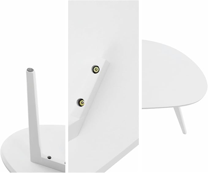 FIRMINANA Small White Oval Coffee Table for Small Space,Simple Modern Table for Small Apartment or Livingroom Corner,White,18.9" D x 33.47" W x 15.75" H - LeafyLoom