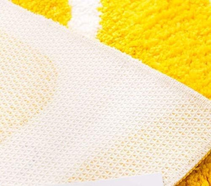 Playtime Cozy Lemon Cute Fruits Half Round Shaped Bedroom Bathroom Doorway Kitchen Floor Rug Carpet Water Absorption Non-slip mat for bath Room (Yellow, 50 * 100CM) - LeafyLoom