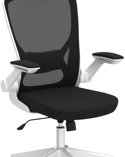 KERDOM Ergonomic Office Chair, Breathable Mesh Desk Chair, Lumbar Support Computer Chair with Headrest and Flip-up Arms, Swivel Task Chair, Adjustable Height Gaming Chair, White - LeafyLoom