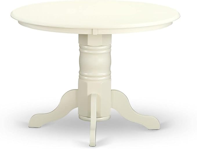 East West Furniture SHBO3-WHI-W 3 Piece Dinette Set for Small Spaces Contains a Round Room Table with Pedestal and 2 Kitchen Dining Chairs, 42x42 Inch - LeafyLoom
