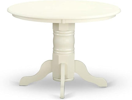 East West Furniture SHBO5-WHI-W 5 Piece Room Set Includes a Round Wooden Table with Pedestal and 4 Kitchen Dining Chairs, 42x42 Inch - LeafyLoom