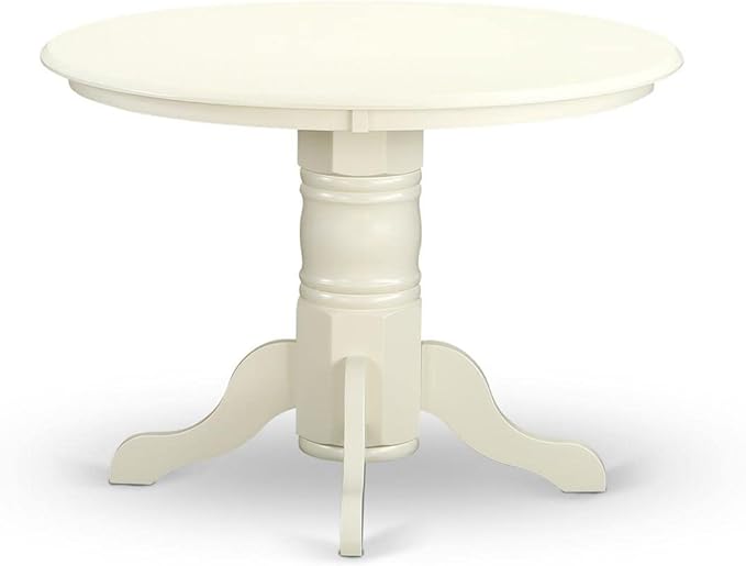 East West Furniture SHBO5-WHI-W 5 Piece Room Set Includes a Round Wooden Table with Pedestal and 4 Kitchen Dining Chairs, 42x42 Inch - LeafyLoom