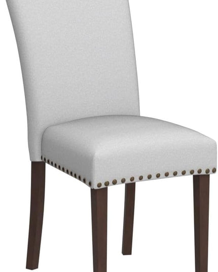COLAMY Upholstered Parsons Dining Chairs Set of 4, Fabric Dining Room Kitchen Side Chair with Nailhead Trim and Wood Legs - Light Grey - LeafyLoom