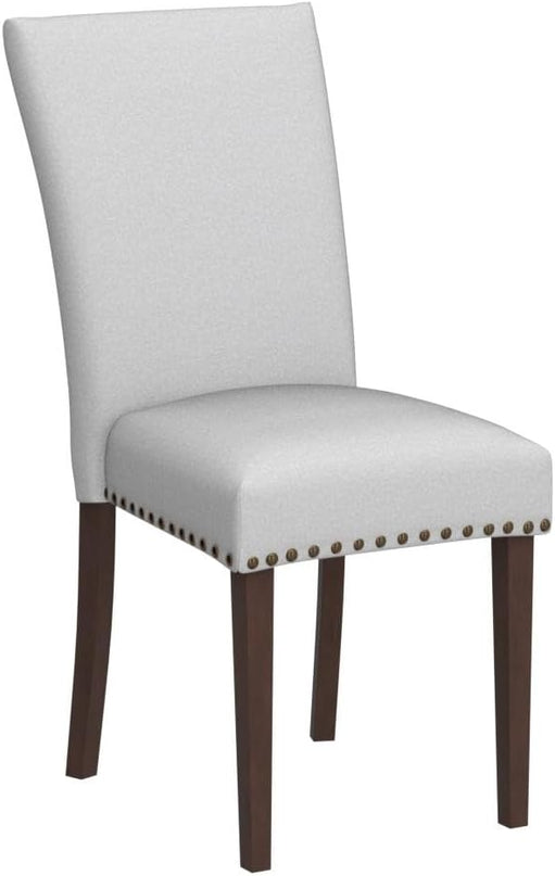 COLAMY Upholstered Parsons Dining Chairs Set of 4, Fabric Dining Room Kitchen Side Chair with Nailhead Trim and Wood Legs - Light Grey - LeafyLoom