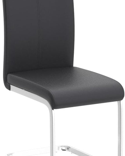 Dining Chairs Set, Kitchen Modern Metal Chairs with Faux Leather Padded Seat High Back and Sturdy Chrome Legs, Chairs for Dining Room (Black-1, Set of 4) - LeafyLoom