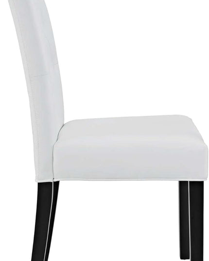 Modway Confer Modern Tufted Faux Leather Upholstered Parsons Four Dining Chairs in White - LeafyLoom