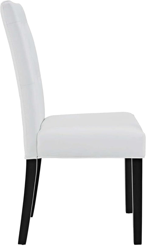 Modway Confer Modern Tufted Faux Leather Upholstered Parsons Four Dining Chairs in White - LeafyLoom