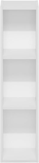 Furinno Fulda 3-Tier Space Saving Storage Shelf Bookcase, 8-Inch Width, White - LeafyLoom