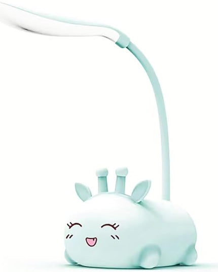 Cute Deer Lamp USB Rechargeable Reading Light,LED Desk Lamp for Kids, Portable LED Table Light, Flexible Gooseneck Eye-Care Cartoons Small Desk Lamp Girls Gifts (Blue) - LeafyLoom