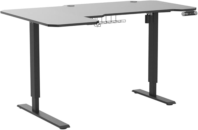 Adjustable Height L-Shaped 59 Inch Electric Standing Desk - Sit Stand Computer Desk, Stand Up Desk Table for Home Office, Black Frame and Top - LeafyLoom