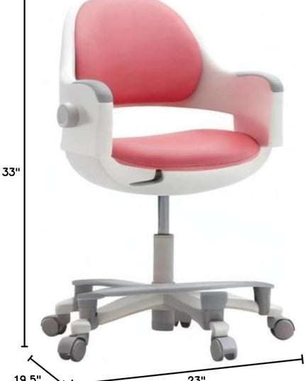 SIDIZ ringo Kids Desk Chair : Ergonomic Kids Chair with Footrest, 4-Step Growing Function, Adjustable Seat Height, Sit-Locking Casters, Swivel Type Kids Chair (Rosy Pink Chair) - LeafyLoom