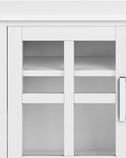 SIMPLIHOME Kitchener SOLID WOOD 60 Inch Wide Contemporary TV Media Stand in White for TVs up to 65 Inches, For the Living Room and Entertainment Center - LeafyLoom
