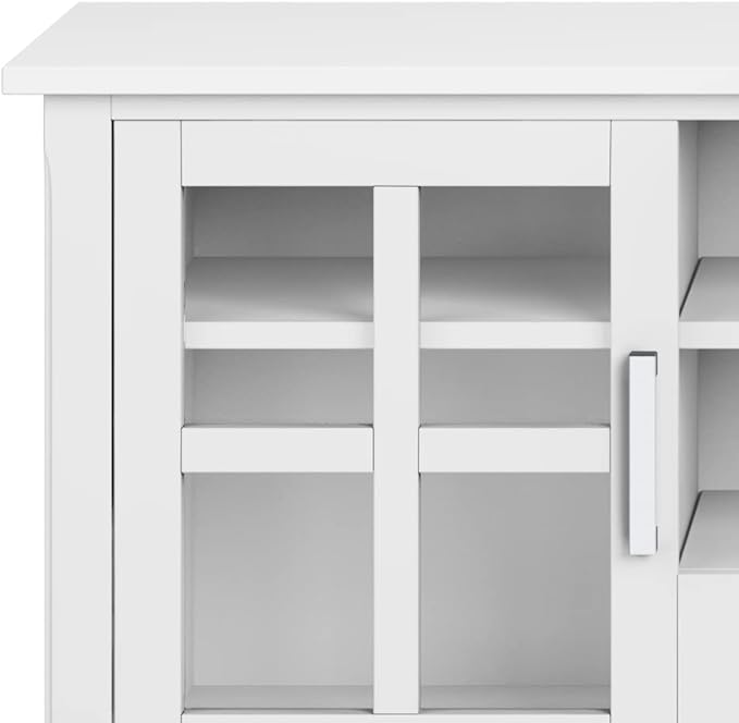 SIMPLIHOME Kitchener SOLID WOOD 60 Inch Wide Contemporary TV Media Stand in White for TVs up to 65 Inches, For the Living Room and Entertainment Center - LeafyLoom