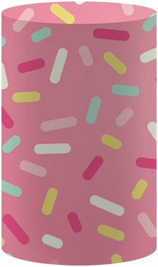 Donut Theme Pedestal Cover for Girl Birthday Party Baby Shower Baptism Communion Christening Cylinder Cover Photography Decoration Circus Event Plinth Cover Dia56 H67 - LeafyLoom