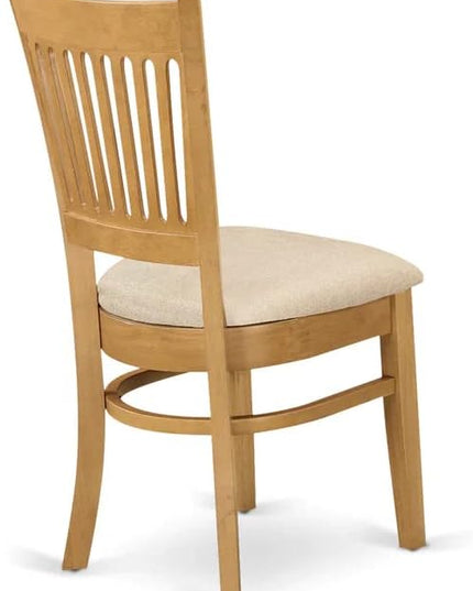 East West Furniture Vancouver Dining Linen Fabric Upholstered Wood Chairs, Set of 2, Oak - LeafyLoom