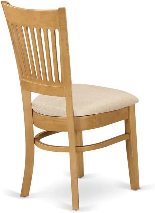 East West Furniture Vancouver Dining Linen Fabric Upholstered Wood Chairs, Set of 2, Oak - LeafyLoom