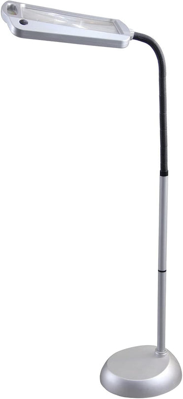 Full-Page Floor Magnifying Lamp - Metal,Silver - LeafyLoom