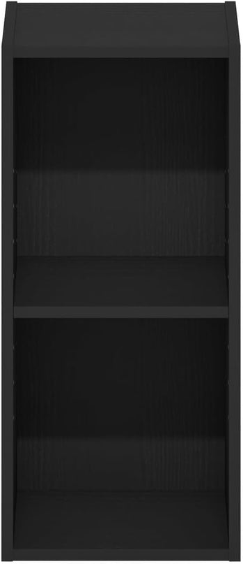 Furinno Fulda 2-Tier Space Saving Storage Shelf Bookcase, 10-Inch Width, Blackwood - LeafyLoom