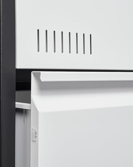 2 Drawer Metal Lateral Lock and Card Holder,Office Vertical Files Storage Cabinets w/Heavy 3 Section Slide Rail & Breathable Holes,for Legal/Letter/A4,Black+White - LeafyLoom