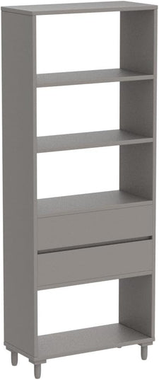 IOTXY Floorstanding Wooden Bookcase with Legs - 67" Tall Open Shelves Cube Billy Bookshelf with Drawers for Home and Office, Grey - LeafyLoom