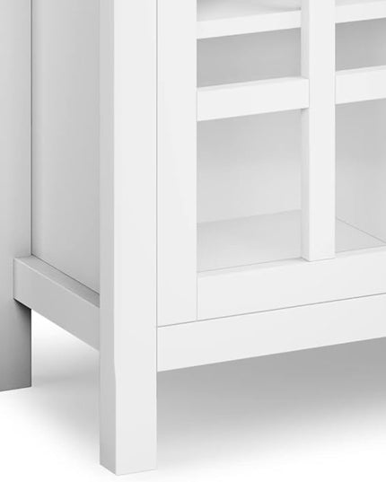 SIMPLIHOME Kitchener SOLID WOOD 60 Inch Wide Contemporary TV Media Stand in White for TVs up to 65 Inches, For the Living Room and Entertainment Center - LeafyLoom