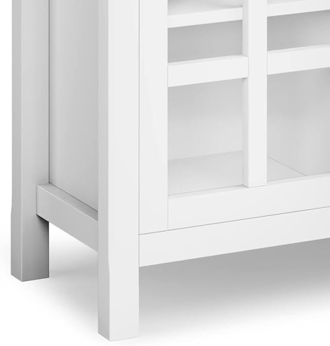 SIMPLIHOME Kitchener SOLID WOOD 60 Inch Wide Contemporary TV Media Stand in White for TVs up to 65 Inches, For the Living Room and Entertainment Center - LeafyLoom