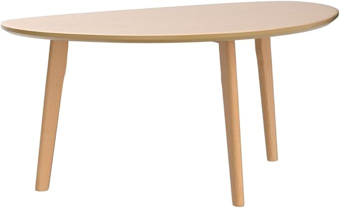 FIRMINANA Small Oval Coffee Table Mid Century Modern for Living Room Center Minimalist Display Coffe Table,Nature Wood,18.9" D x 33.47" W 15.75" H - LeafyLoom