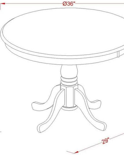 East West Furniture Dining Table, 36x36 Inch, AMT-ABL-TP - LeafyLoom