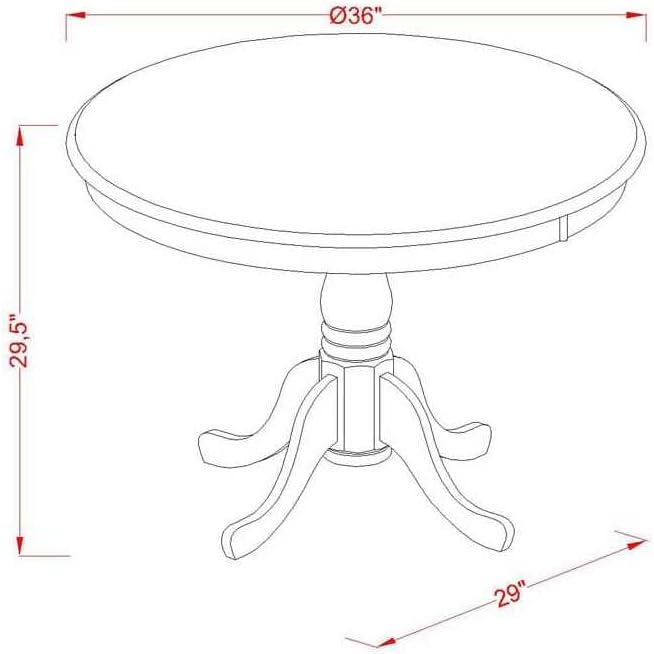 East West Furniture Dining Table, 36x36 Inch, AMT-ABL-TP - LeafyLoom