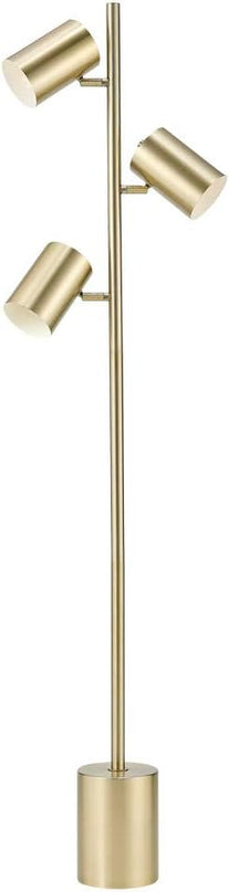 Globe Electric 67604 3-Light Floor Lamp, Matte Soft Gold, Large Weighted Base, Individual Rotary On/Off Switches on Shades, Floor Lamp for Living Room, Floor Lamp for Bedroom, Home Office Accessories - LeafyLoom