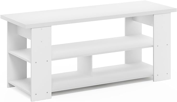 Furinno Jaya TV Stand Up to 55-Inch, White - LeafyLoom