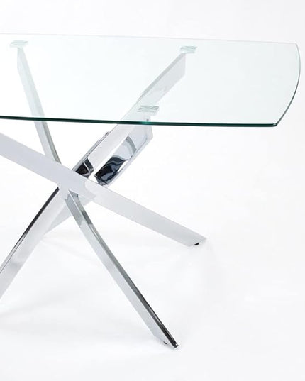 Uptown Club Glass Dining Table with Versatile Rectangular Designs, Tempered Surfaces, and Sturdy Bases for Modern Homes, Seats 4 to 8 People, Elegant Statement Piece, 51" x 32" Metallic - LeafyLoom