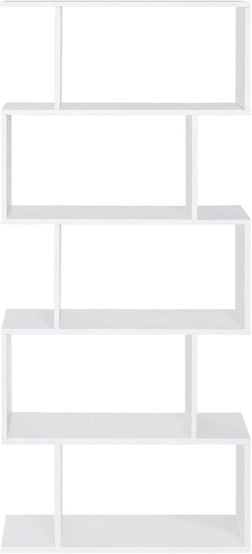 VASAGLE Wooden Bookcase, Display Shelf and Room Divider, Freestanding Decorative Storage Shelving, 5-Tier Bookshelf, White - LeafyLoom