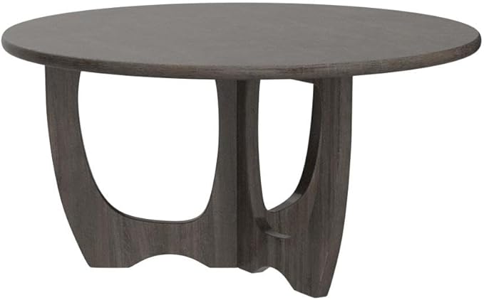 FINECASA Wooden Coffee Table, Curved Leg Coffee Table, Round Coffee Table for Living Room, Accent Couch,Home Decoration, Living Room Tables, 36 x 18 Inches, Grey - LeafyLoom
