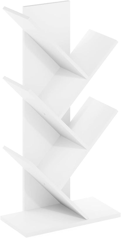 Furinno Tree Bookshelf 5-Tier Floor Standing Tree Bookcase, White - LeafyLoom