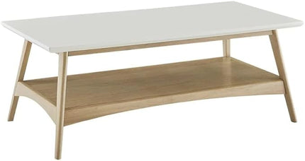 Madison Park Parker Table Modern Mid-Century Accent Living Room Furniture, 48" W x 24" D x 17" H, Off-White/Black - LeafyLoom