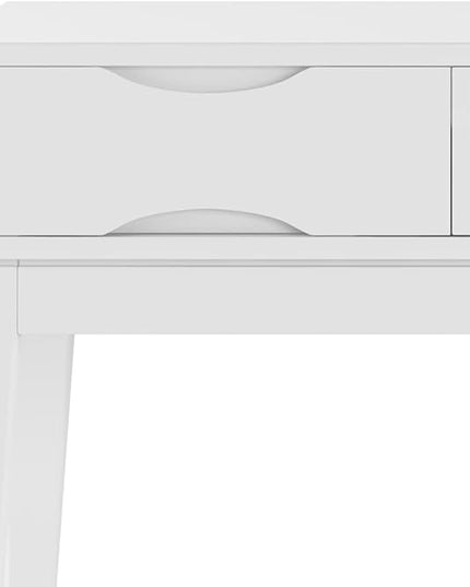 SIMPLIHOME Harper SOLID HARDWOOD 54 Inch Wide Mid Century Modern Console Sofa Table in White, For the Living Room, Entryway and Bedroom - LeafyLoom