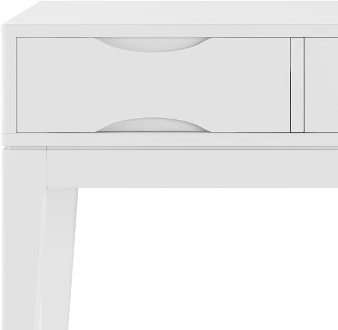 SIMPLIHOME Harper SOLID HARDWOOD 54 Inch Wide Mid Century Modern Console Sofa Table in White, For the Living Room, Entryway and Bedroom - LeafyLoom