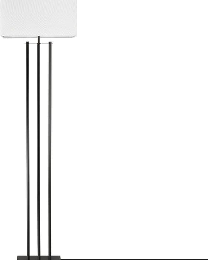 Globe Electric 67522 Ricci 62" Floor Lamp, Matte Black, White Fabric Shade, On Off Switch on Socket - LeafyLoom