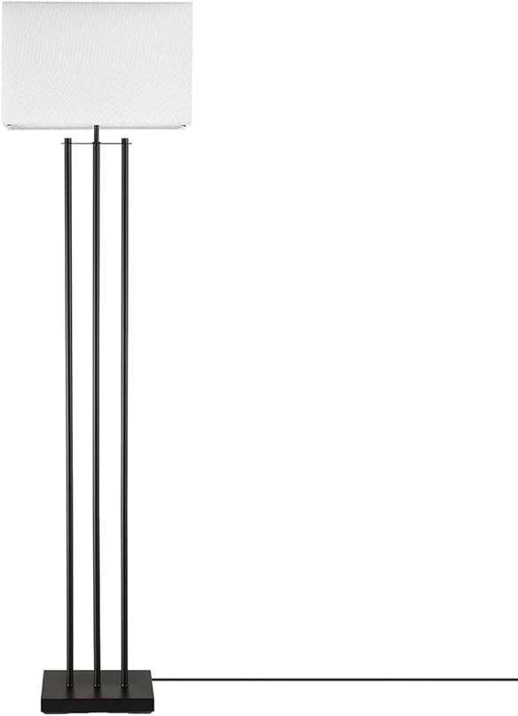 Globe Electric 67522 Ricci 62" Floor Lamp, Matte Black, White Fabric Shade, On Off Switch on Socket - LeafyLoom