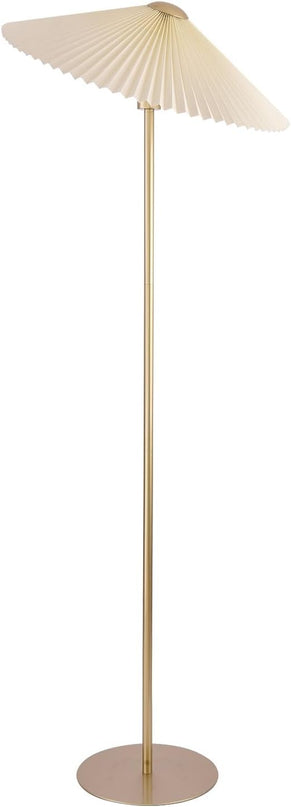 KUNJOULAM Pleated Floor Lamp, Gold Pole Floor Lamps, Simple Design Tall Lamp with Beige Lampshade, Standing Lamp for Living Room, Bedroom, Office, Home - LeafyLoom